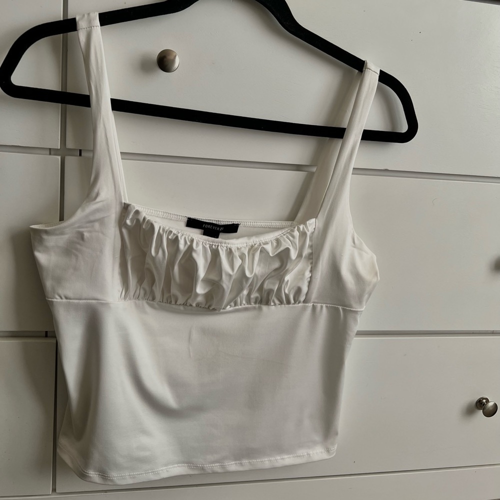 White ruched tank top from Forever 21 in a size Large